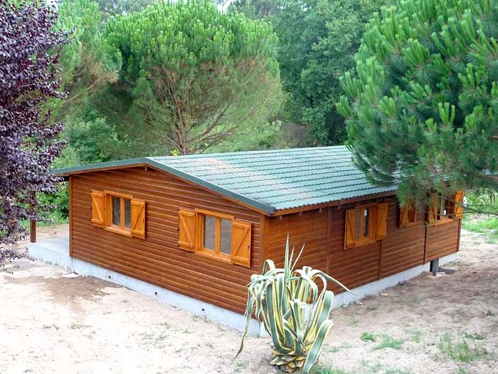 Casas de madera en Soria con revestimiento en friso de pino y contraventanas de madera